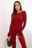 Damen-Set aus geripptem Viskose mit langen Ärmeln und Leggings bordeaux