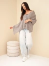 Damenpullover Poncho aus Babyalpaka mit Knöpfen fango