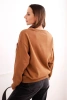 Women's basic cotton looped sweatshirt with a round neckline camel