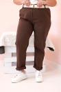 Damen Baumwollhose in Plus Size mit Gürtel braun