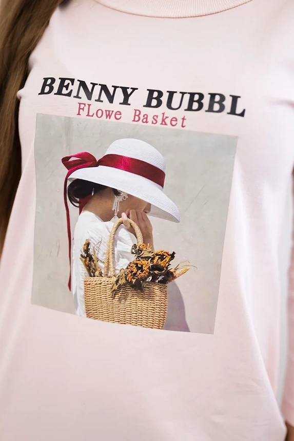 Dress with a Basket print powdered pink