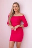 Gestreiftes tailliertes Kleid fuchsia