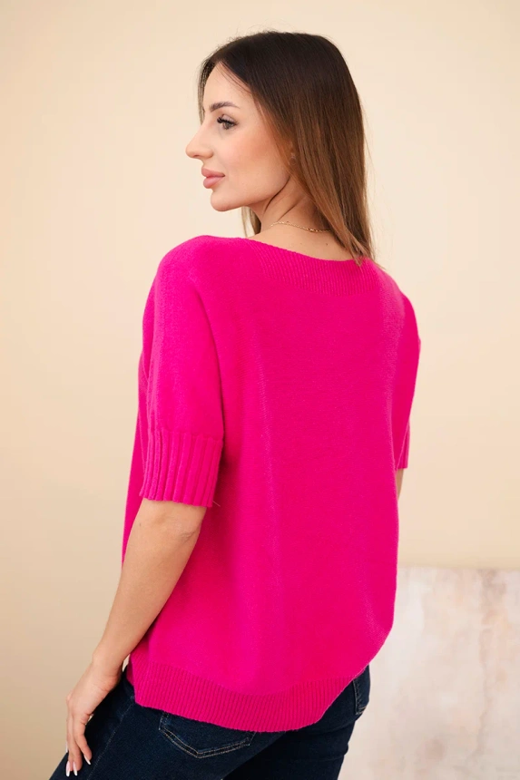 Damenpullover aus Viskose mit kurzen Ärmeln fuchsia