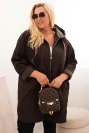 Dámská bunda Plus Size prošívaná s kapucí a nápisem HOPE hnědá
