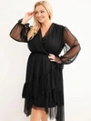 Dámské šaty Plus Size zavinovací s příměsí viskózy černé