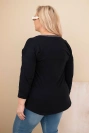 Plus Size women's blouse distressed with print and pearls black