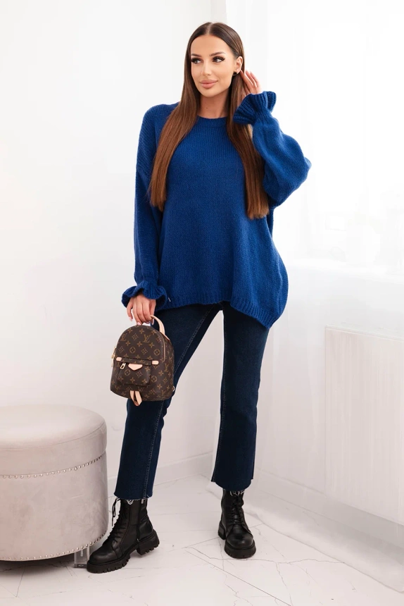 Damenpullover aus Mohair und Wolle in lockerer Passform chabrowy