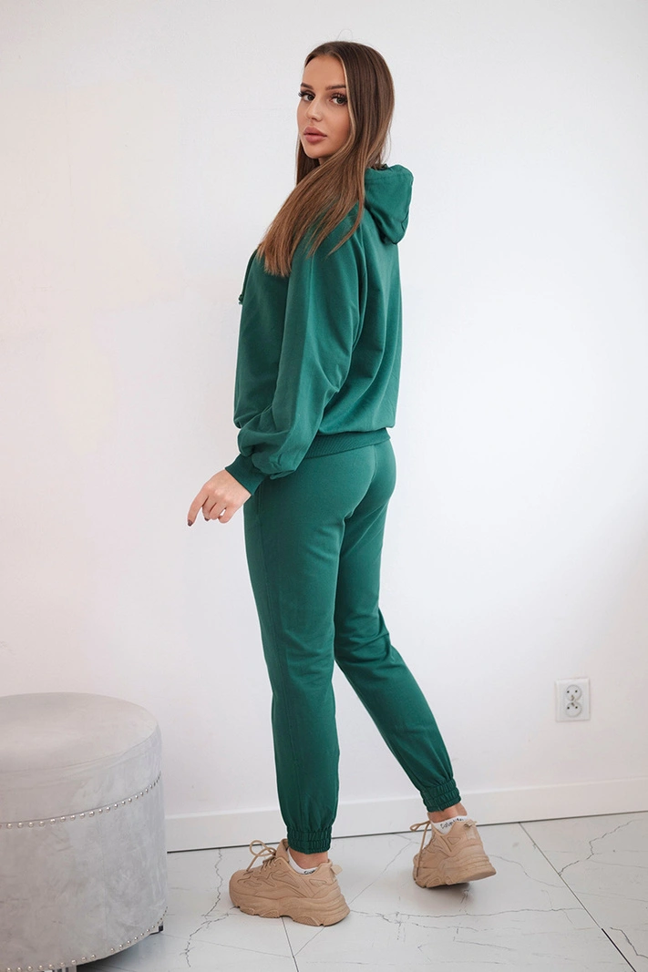 Grünes Sweatshirt-Set mit Kapuze