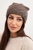 Women's winter hat with decorative weave and classic style K372 cappuccino