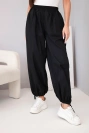 Damen-Baumwollhose mit Gummibund und Bindung unten schwarz