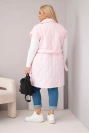 Moteriška dygsniuota Plus Size liemenė su diržu ir apykakle konfetinė rožinė