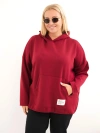 Plus Size women's viscose hoodie with kangaroo pocket burgundy