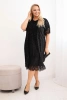 Dámska sukňa Plus Size s flitrami a čipkovým zakončením čierna