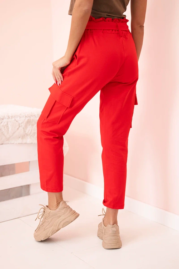 Cargohose mit hoher Taille für Damen rot