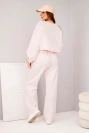 Women's set butter sweatshirt with brooch and straight leg pants powder pink