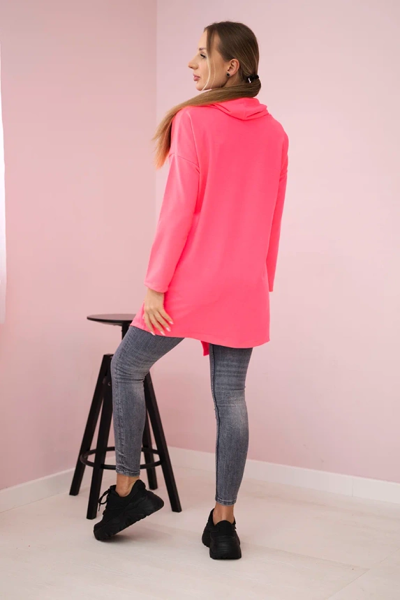 Tunic with envelope front Oversize pink neon