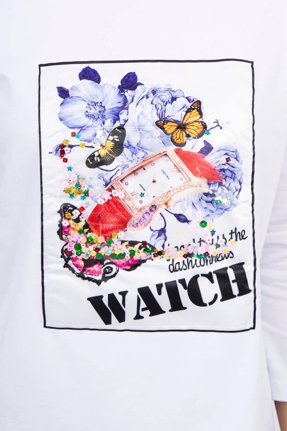 Dress with graphics 3D Watch ecru