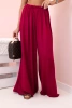Women's wide viscose trousers with an elastic waistband dark burgundy