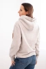 Women's looped cotton hoodie with a kangaroo pocket light gray