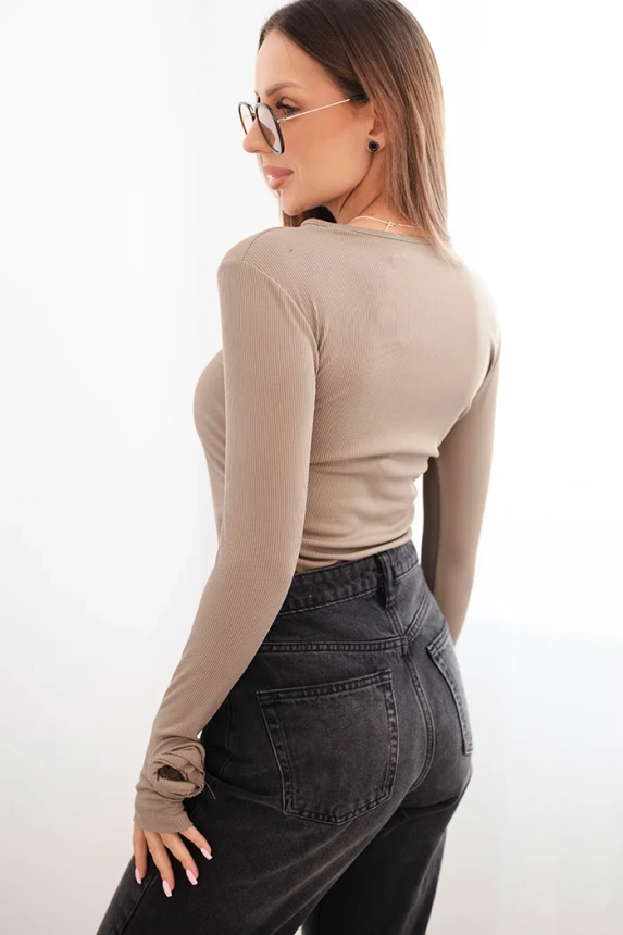 Women's ribbed blouse with side gathering fango