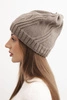 Women's winter hat with wool and rhinestone decoration K480 mocha