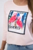 Blouse with flamingo graphics 3D powdered pink
