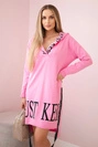 Dress with hood and print light pink