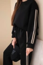 Dámský viskózový máslový komplet s lampasy černý