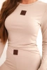 Women's cotton set with long sleeves and leggings beige