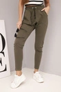 Damen Jogginghose mit elastischem Bund und Kordelzug khaki