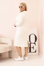 Damenkleid Plus Size in Butterfarbe mit V-Ausschnitt und Ärmeln ecru