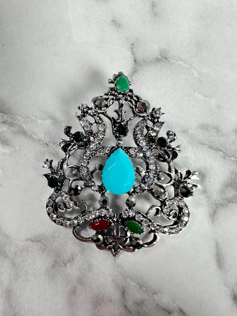 Brosche XZ459-191 silber + blau