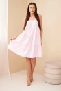 Women's cotton spaghetti-strap dress with ruffles candy pink