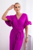 Jumpsuit tied at the waist with decorative sleeves dark purple