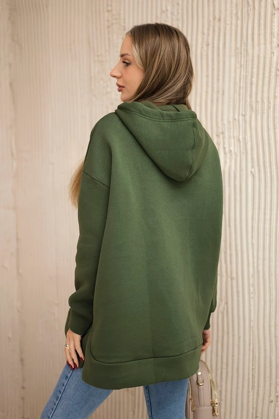 Isoliertes Sweatshirt mit Reißverschluss an der Seite khaki