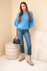 Women's mohair sweater with short sleeves denim