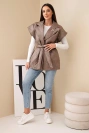 Women's quilted vest with a belt and wide collar fango