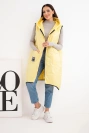 Dámská prošívaná vesta Plus Size s kapucí na zip žlutá