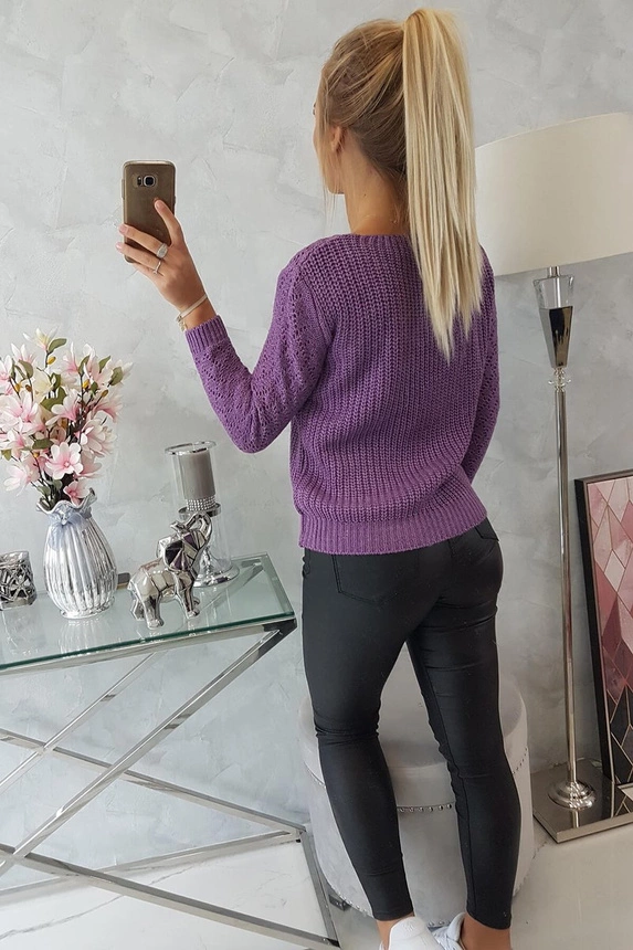 Pullover mit durchbrochener Verzierung lila