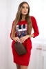 3D Grafik Kleid mit Zirkonia rot