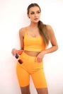 Set mit hochtaillierter Hose orange neon