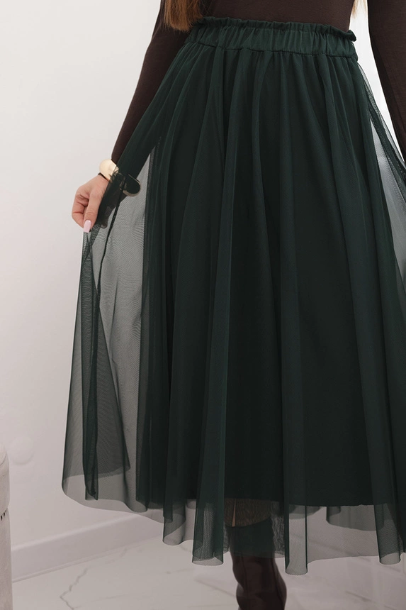 Damen Midi-Tüllrock mit Viskosefutter grün