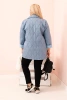 Damenjacke Plus Size gesteppte mit Kragen und Knopf Jeansfarbe