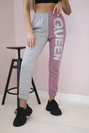 Women's sweatpants with QUEEN inscription dark pink