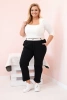 Women's Cotton Plus Size Trousers with Belt black