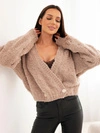 Women's wrap mohair sweater with decorative buttons beige