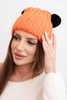 Damen Wintermütze aus Wolle mit Pompon K433 orange