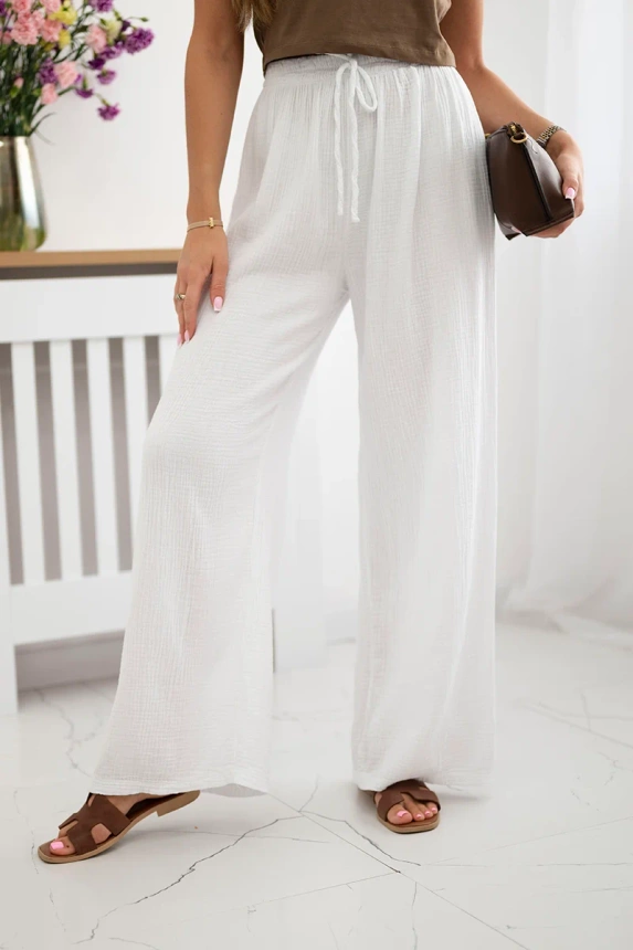Muslin pants with a wide leg white