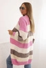Women's cardigan with wool in colorful stripes pink