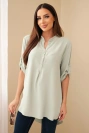 Blouse with a longer back light mint